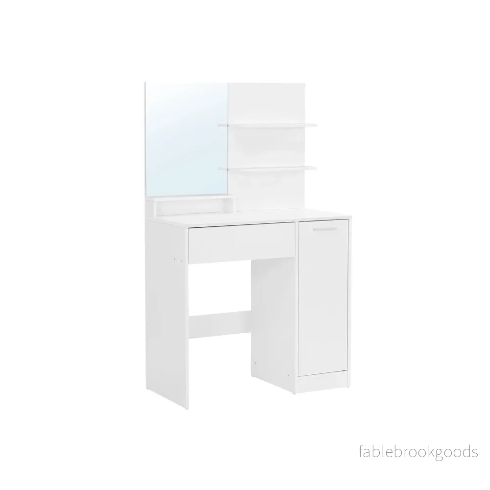 Sminkbord – Med spegel och belysning – Vit Sminkbord – Med spegel och belysning – Vit