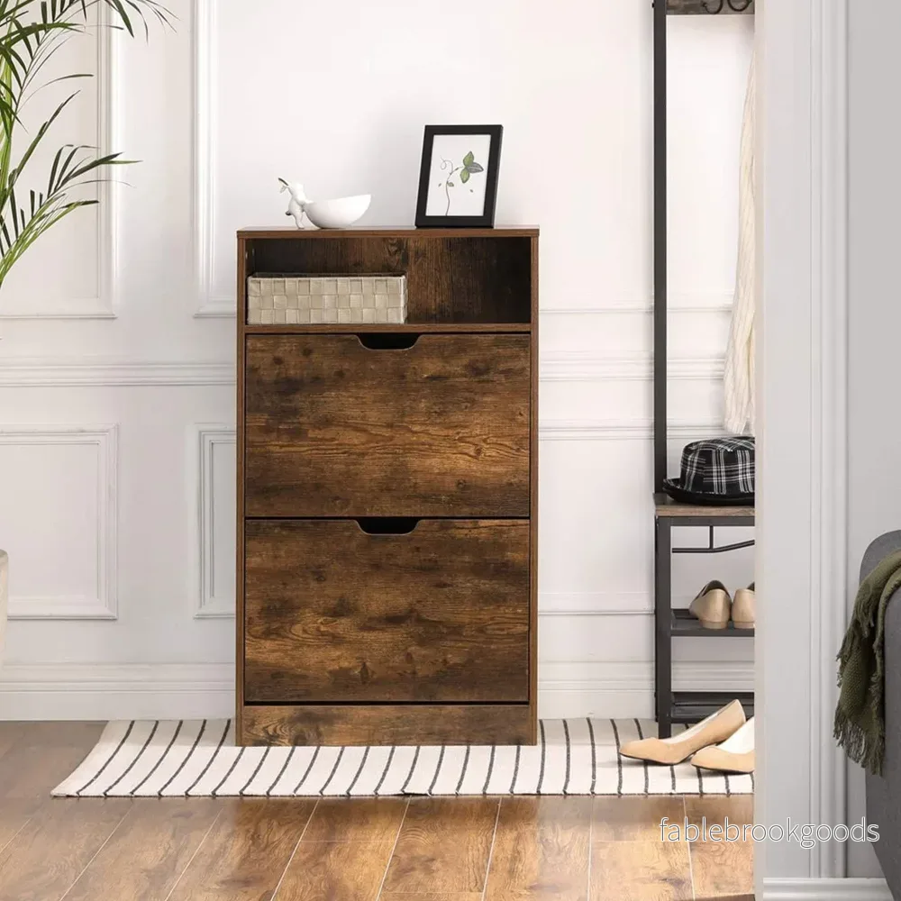 Skoskåp – Plats för 12 par – Rustik brun - Bild 3