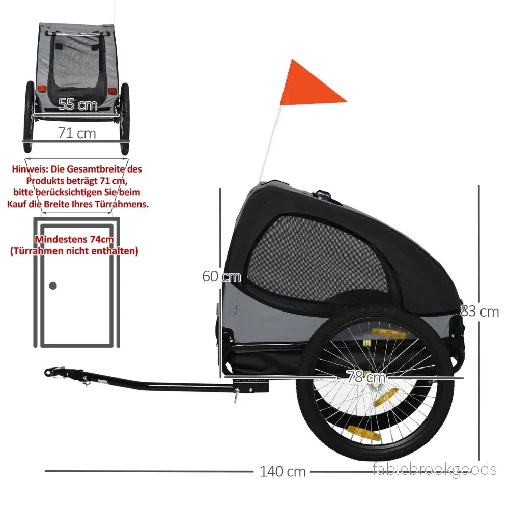 Hundcykelvagn – hopfällbar, nätfönster, reflexer, svart - Bild 3