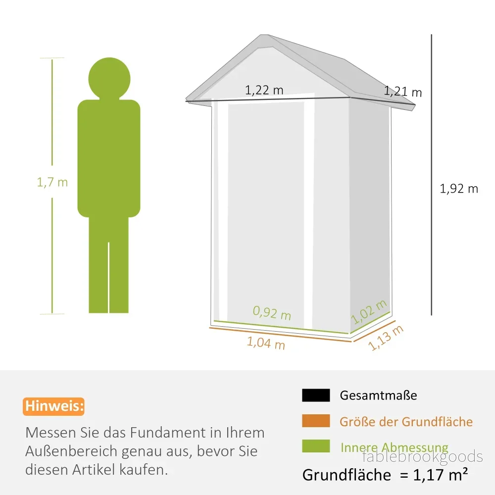 Trädgårdsskjul i metall med ventilation, lås, handskar, 1,17 m² - Bild 3