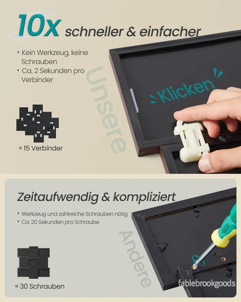 Fotolijst - Set van 10 - Diverse maten 17,4 x 12,3 cm, 20 x 14,8 cm, 27,5 x 22,5 cm - Materiaal PVC en MDF - Kleur Roodbruin - Geschikt voor fotoformaten tot 20 x 25 cm - Totaal gewicht 1,73 kg - Bild 3