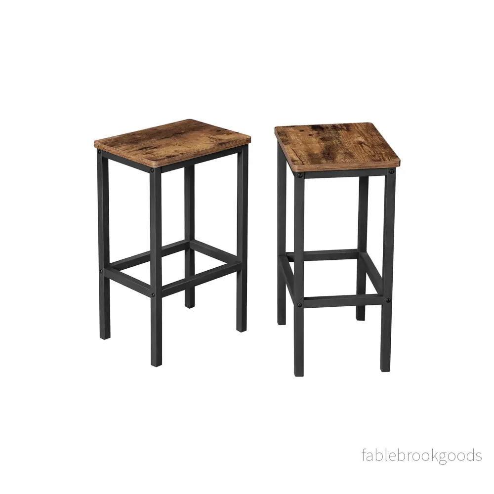 Barstolar Set om 2 – Industriell design – Vintage brun/svart - Bild 2