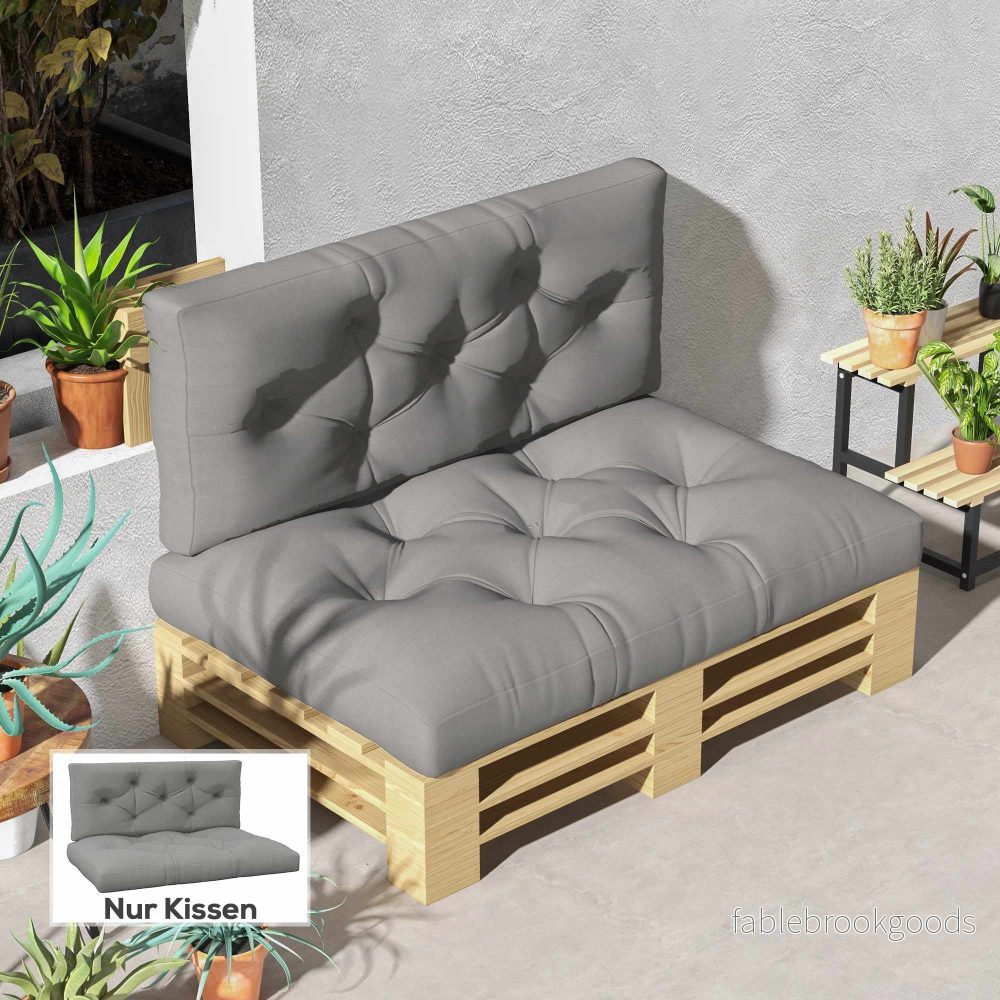 Set med utomhuskuddar, tuftade, 120x80x12 cm, ljusgrå - Bild 2