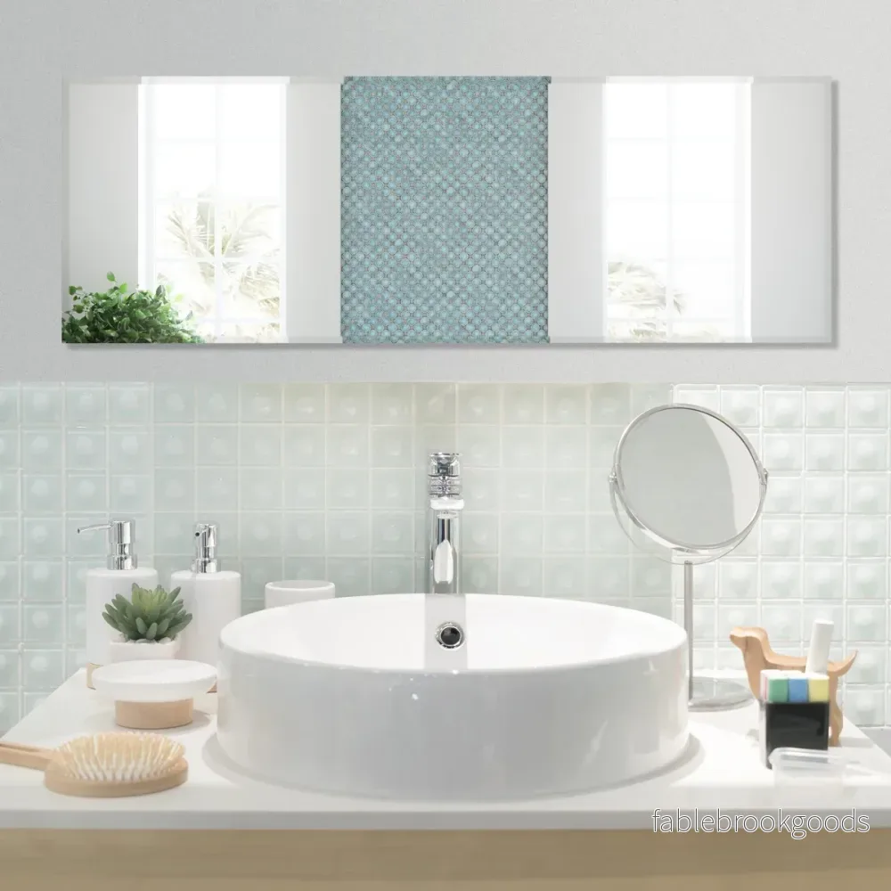Rektangulär – vägg/hellängdsspegel med fasad kant – 110 x 38 cm – Silver - Bild 2