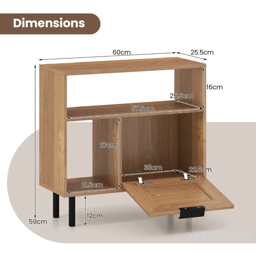Boho – Rottan Nattduksbord Accent Sidobord med Förvaringsfack Skåp och Metallben Rustikal – Natur - Bild 2