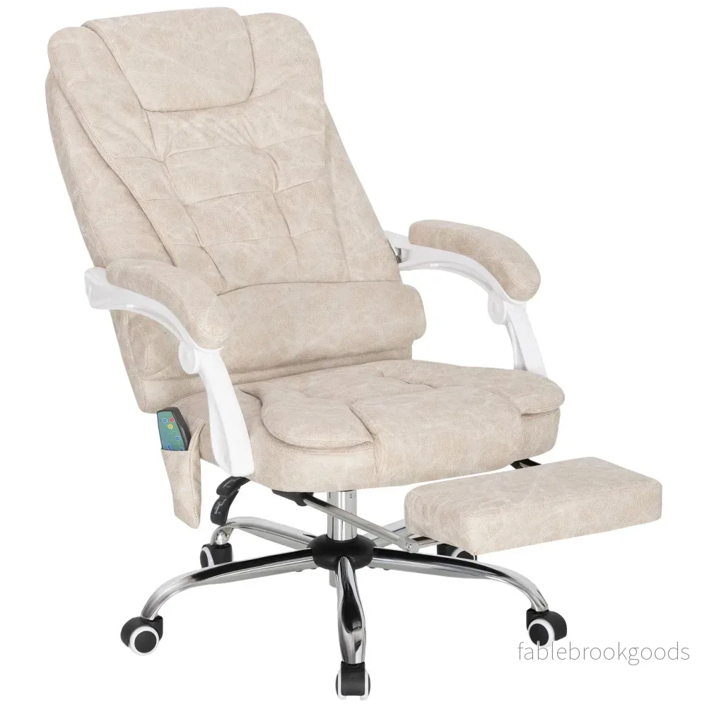 Ergonomisk kontorsstol med massage, lutningsfunktion och fotstöd