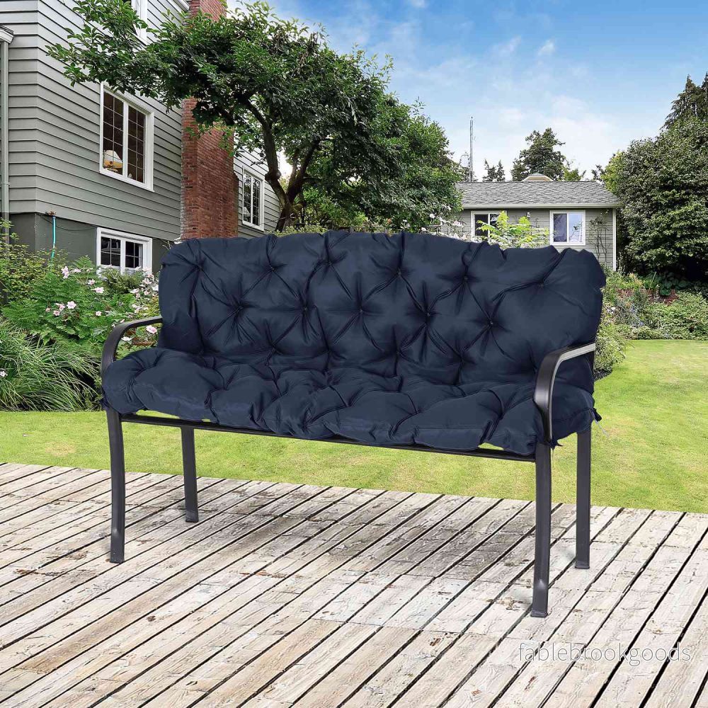 Mörkblå 3-sits bänkdyna, 150x98x8 cm, inomhus/utomhus - Bild 2