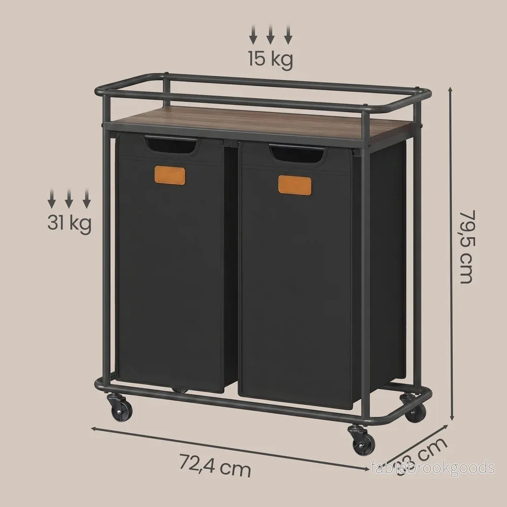 Wasmand - Met Meerdere Vakken en Deksel - Zwart-bruin - 72,4 x 33 x 79,5 cm - Bild 3