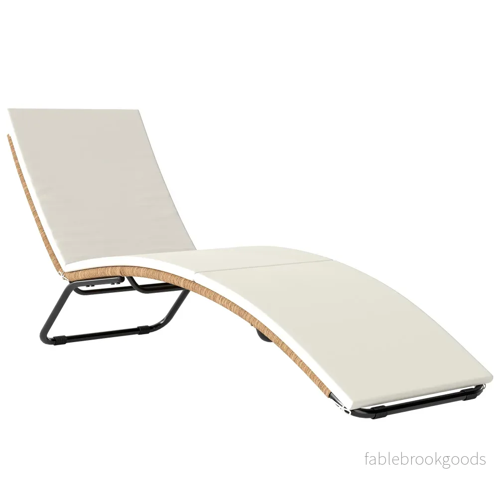 Solsäng i rotting med dyna, ergonomisk S-kurva, 195 cm