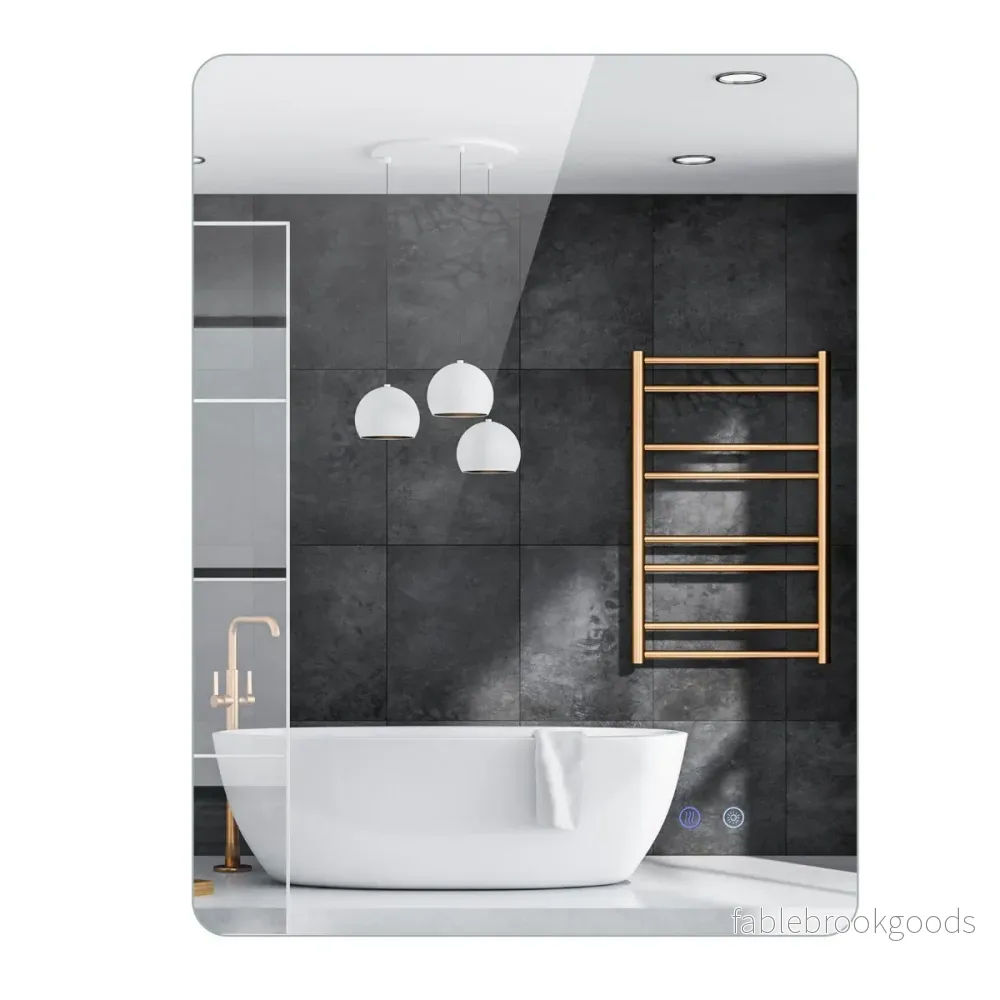 Rektangulär – LED belyst Spegel Väggmonterad – 80 x 60 cm – Silver