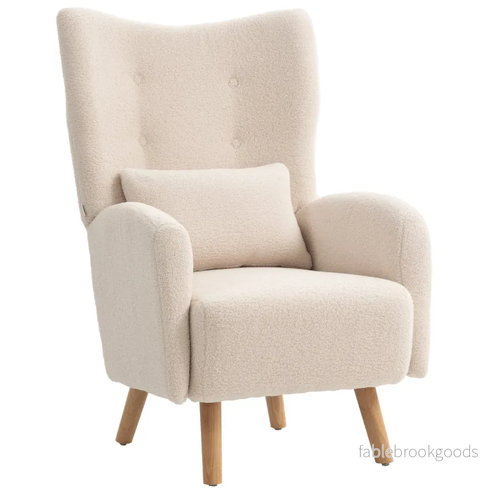 Accentfåtölj, plyschklädsel, skumdyna, beige