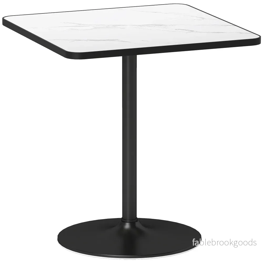 Matbord för 4, vit marmorskiva, metallbas