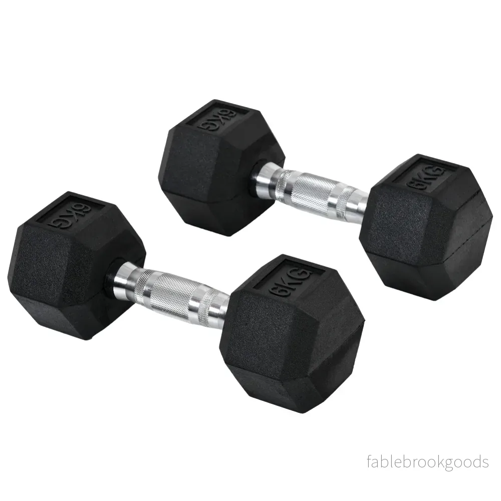 Hexagon Hantlar Set, 2x6 Kg, gummibelagt gjutjärn