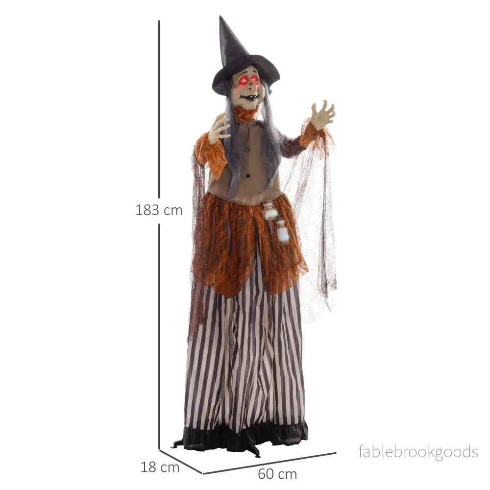Animerad Halloweenhäxdekoration med röda ögon, 183 cm - Bild 3