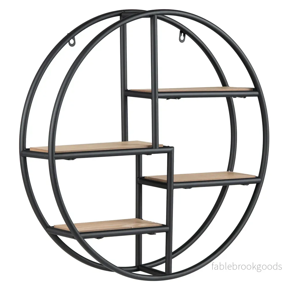 Rund – vägghylla Hänghylla med hyllor bokhylla – 4 55 x 55 x 11 cm – Svart