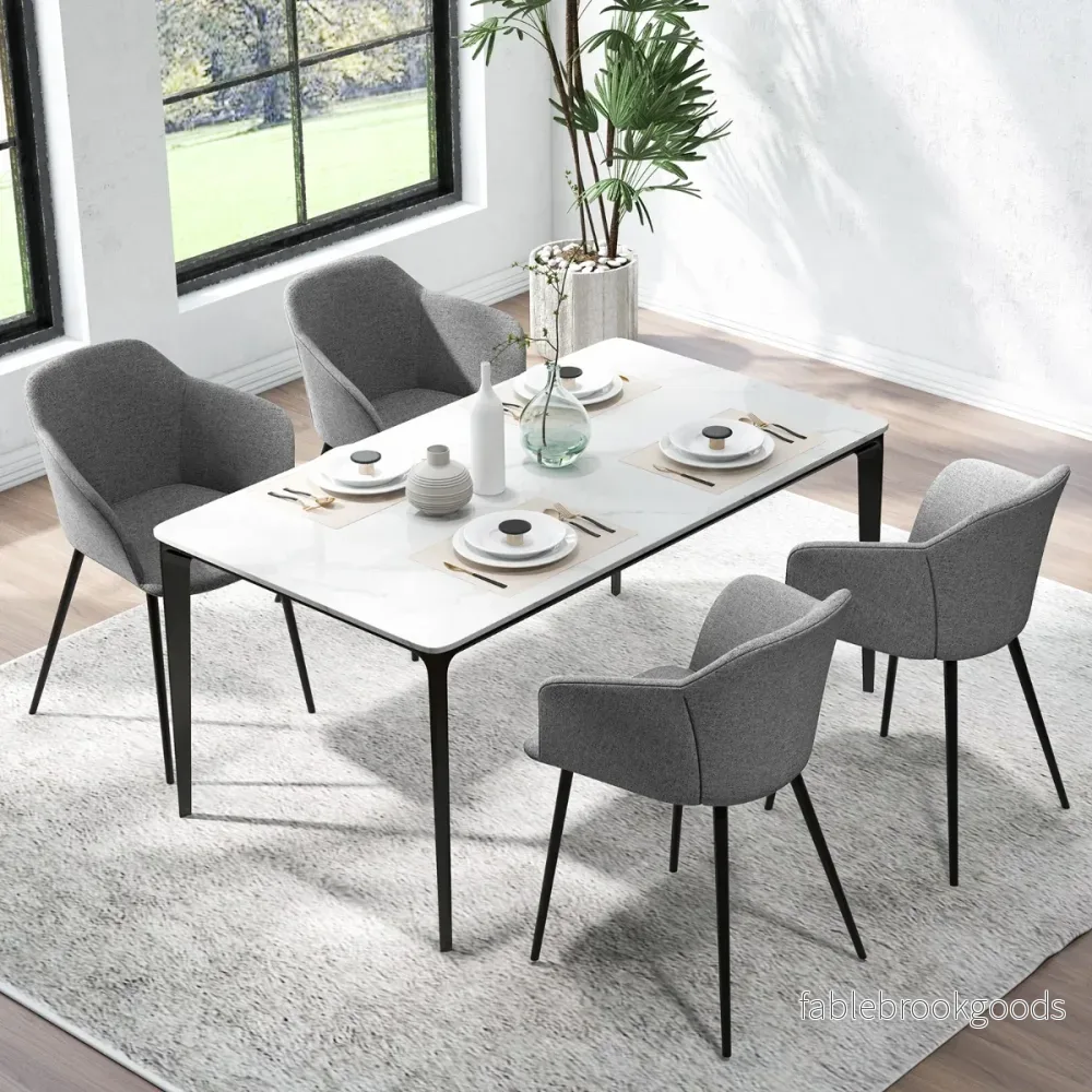 Set – med matsalsstolar Stoppad ergonomiskt ryggstöd – 2 – Grå - Bild 3