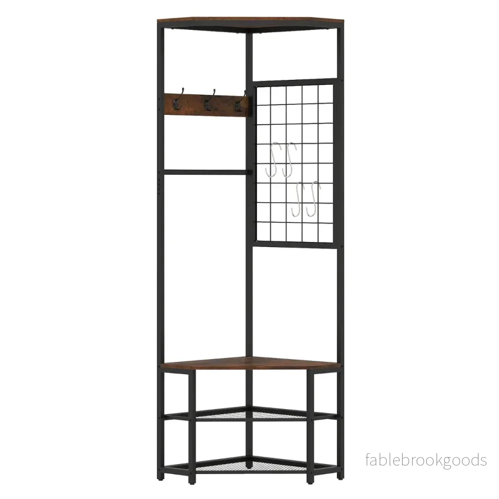 i – Hörnkopparbård från Metall platsbesparande klädhängare med krokar Rustiskt Brun – 3 1 49 x 49 x 171 cm – Rustik brun