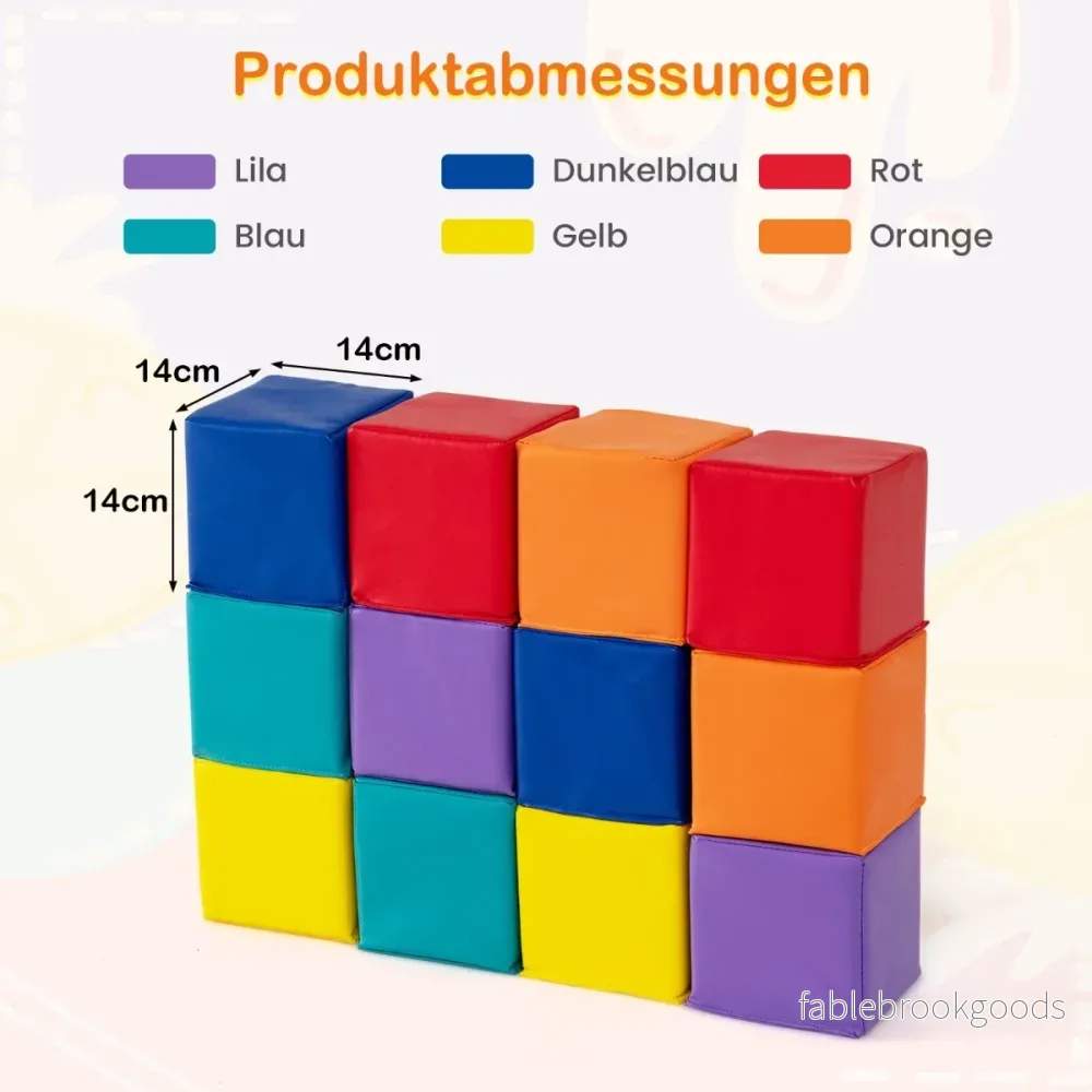 stycken – skumplastklossar Mjuka Klättringsbara skumplastkuber Färgglada – 12 – Flerfärgad - Bild 2