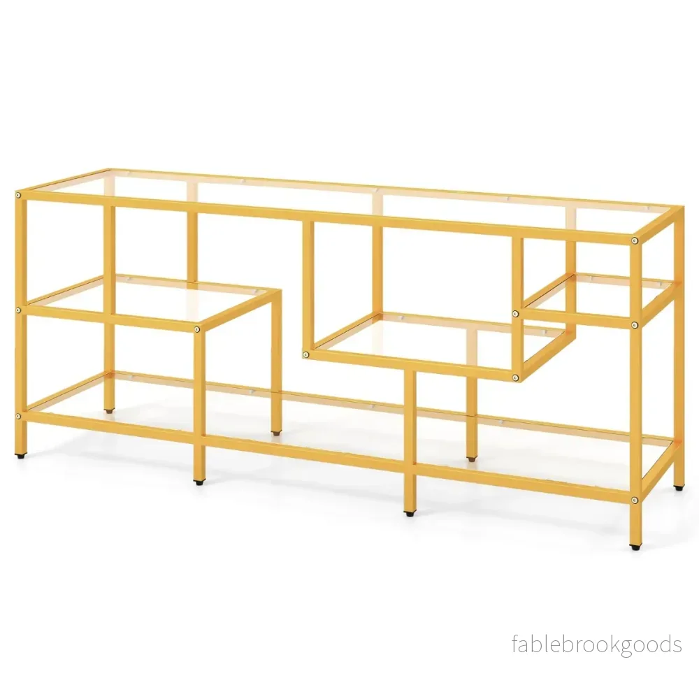 TV skåp – bord för apparater upp till tum – 65 147 x 40 x 62 cm – Guld