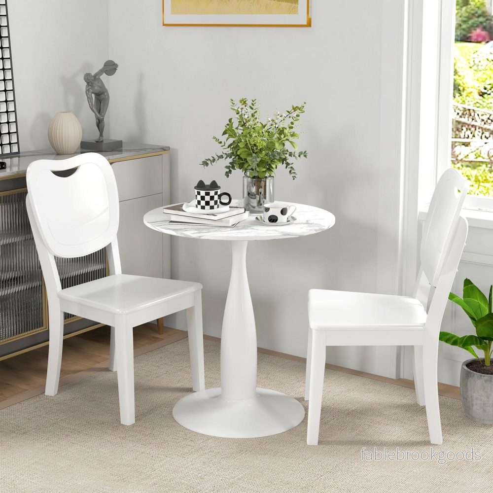 Runt matbord, vit MDF-skiva, underrede i stål, Ø70 cm - Bild 2