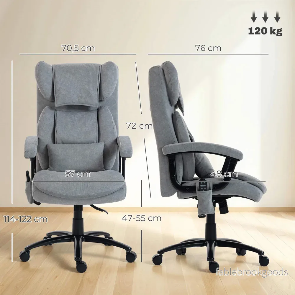 Ergonomisk massagestol med hög rygg, grå sammet - Bild 3