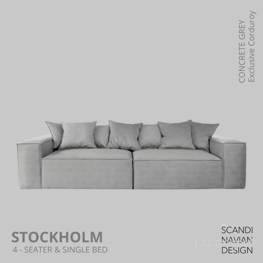 Stockholm 4-seater sofa/single bed Exclusive Corduroy, Concrete Grey removable & washable covers Stockholm 4-seater sofa/single bed Exclusive Corduroy, Concrete Grey removable & washable covers
