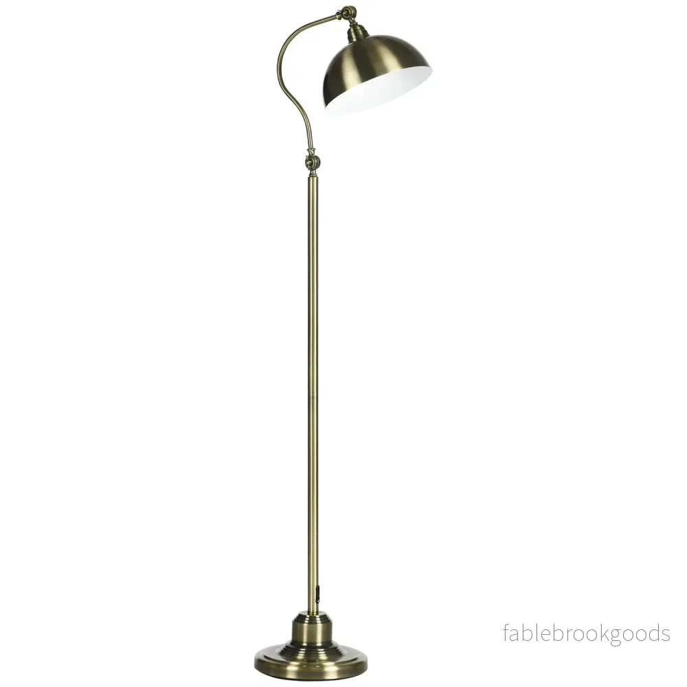 Retro Arc golvlampa – justerbar E27 mässingsfinish