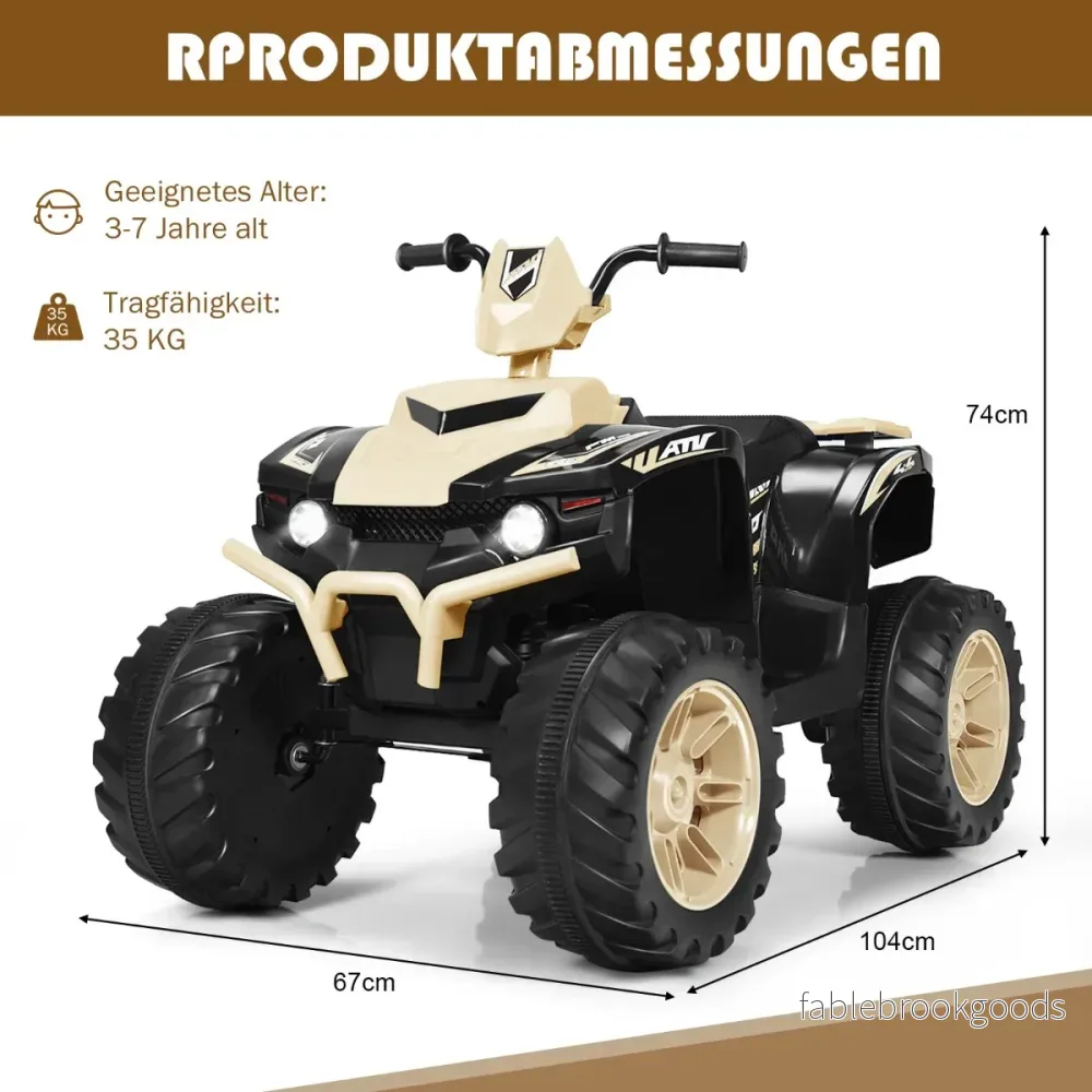 12V – elektrisk barnquad med strålkastare Mini musik och tuta Barnbil – Gul - Bild 2