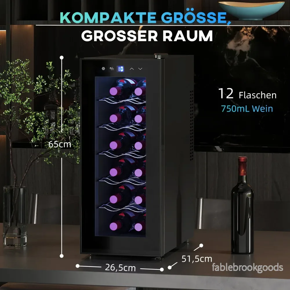 Vinkylskåp 12 flaskor, glasdörr, LED-pekskärm - Bild 3