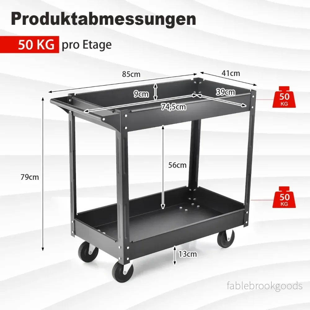 Metallverkstadsvagn – med nivåer och handtag Multifunktionsvagn – 2 – Svart - Bild 2