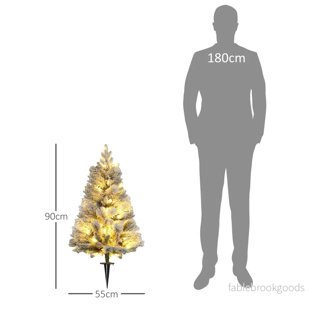 Konstgjorda julgranar, 90 cm, 100 LED-ljus, set om 2 - Bild 3