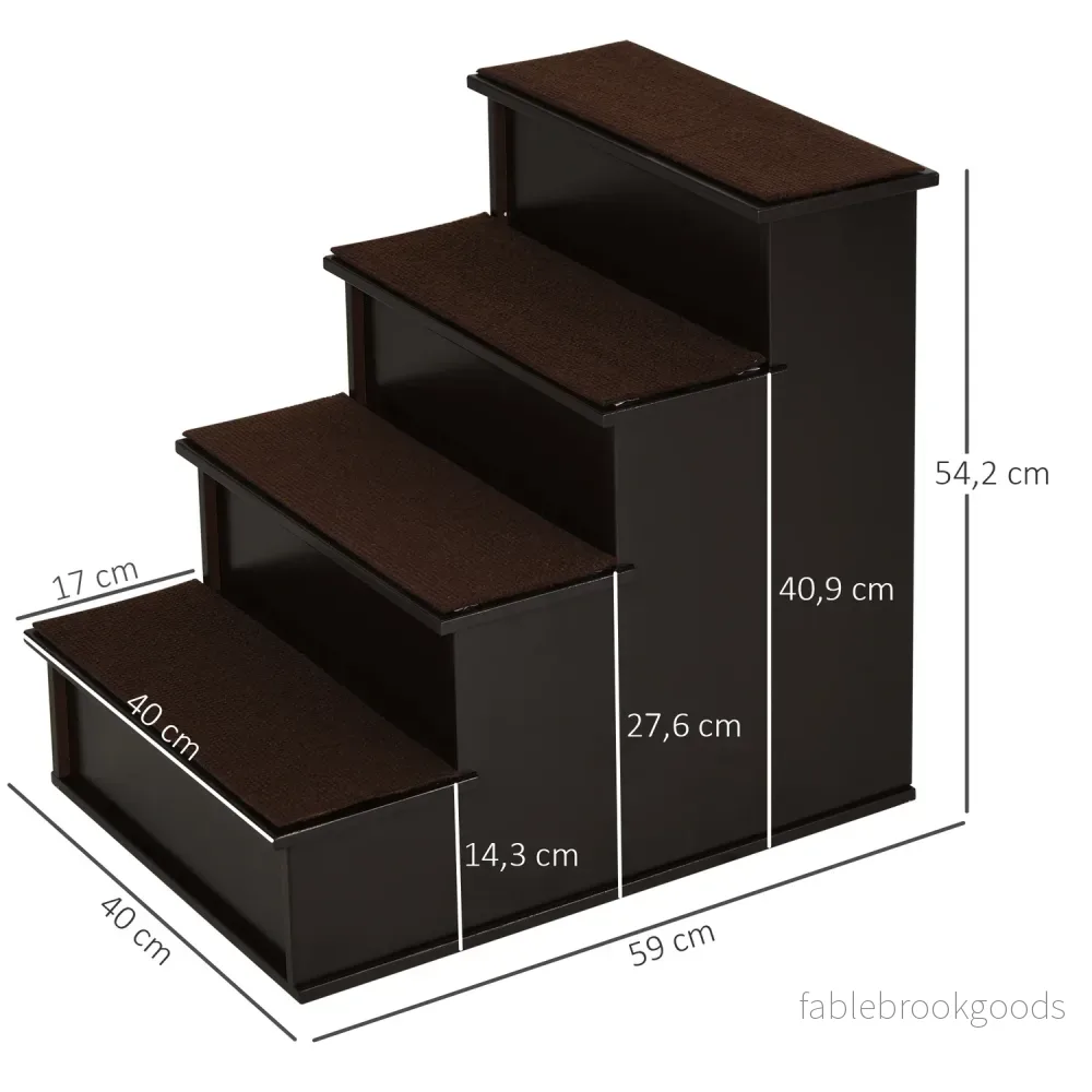 Husdjurstrappa med matta – MDF, mörkbrun, 40x59x54 cm - Bild 3