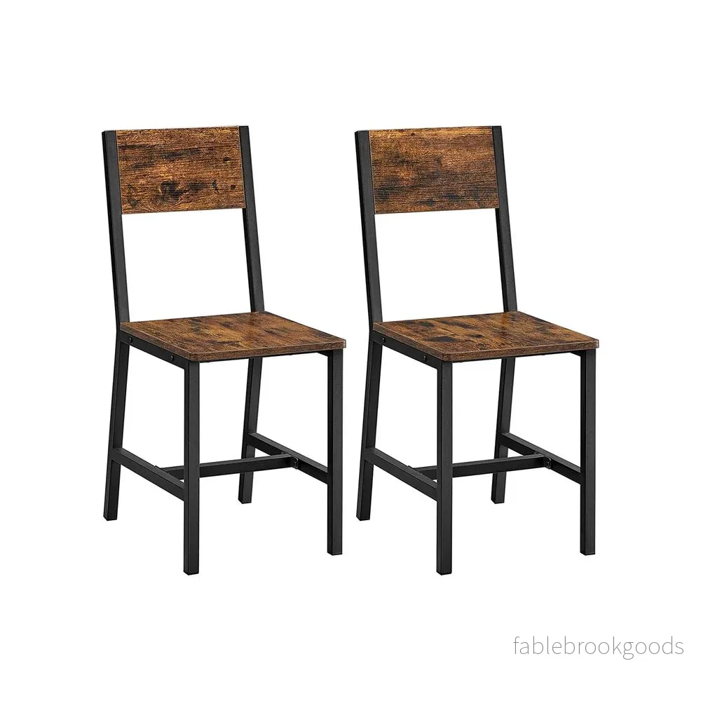 Matsalsstolar – Set om 2 – Industriell design – Vintage brun-svart Matsalsstolar – Set om 2 – Industriell design – Vintage brun-svart