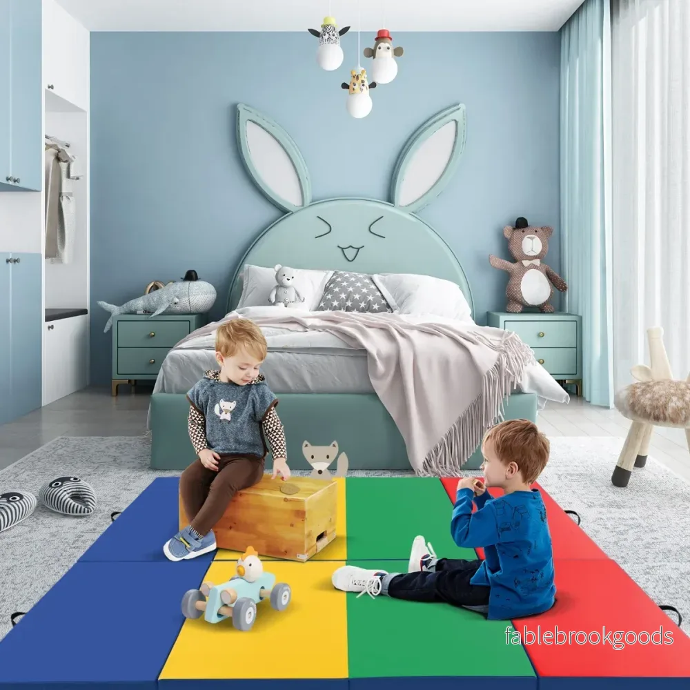 Mjuk – golvmatta av konstläder med bärhandtag och klätterlås – 300 x 117 x 5 cm – Färgglad - Bild 3