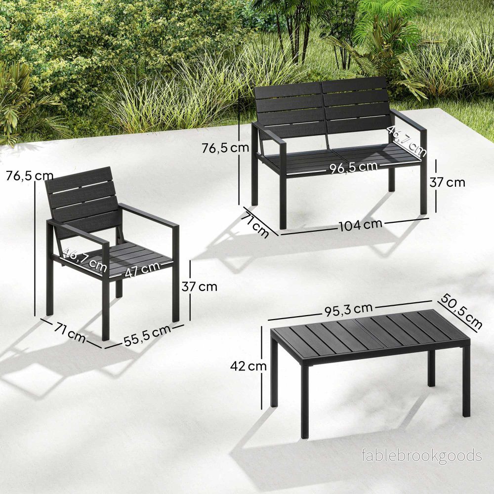 4-delat väderbeständigt HDPE-utemöblerset - Bild 3