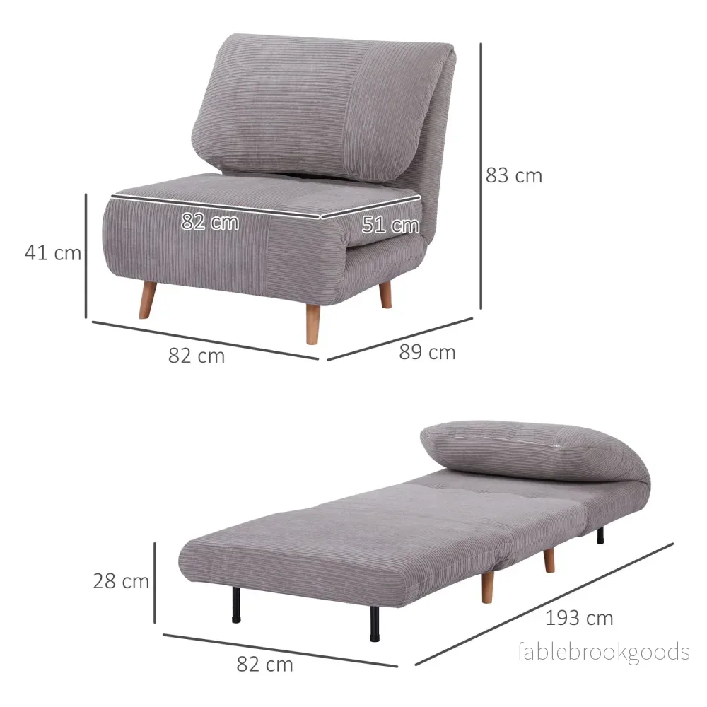 Bäddsoffa – justerbar, hopfällbar madrass, ljusgrå - Bild 3