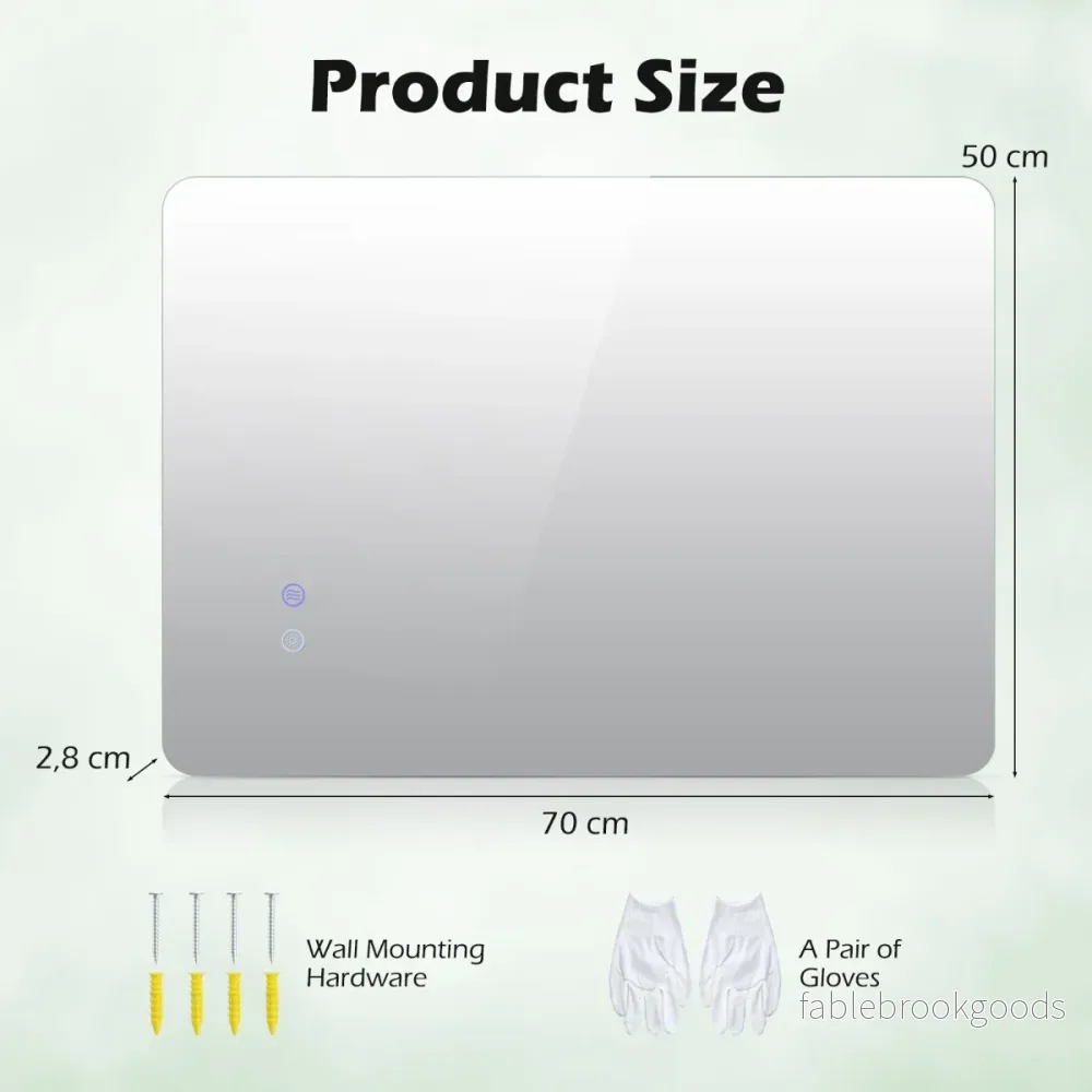 Rektangulär – LED belyst Spegel Väggmonterad – 70 x 50 cm – Silver - Bild 2