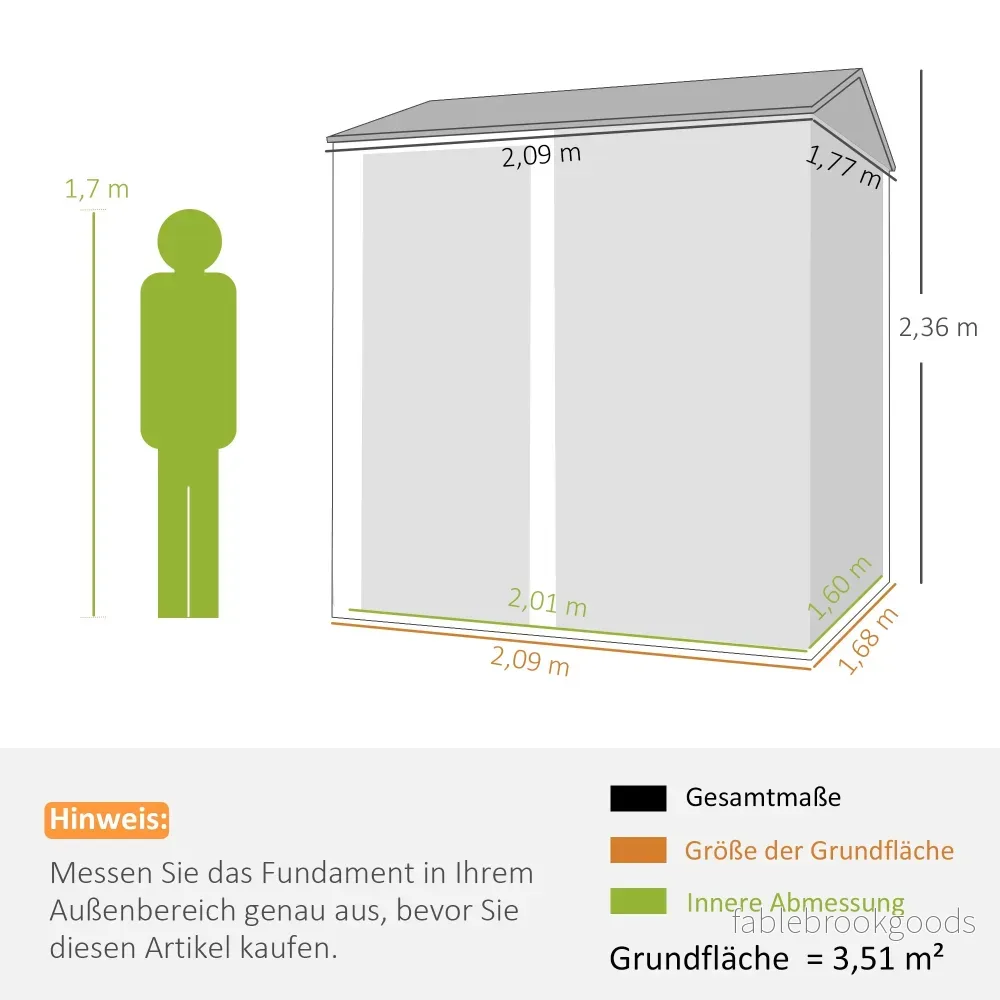 Trädgårdsskjul i metall, galvaniserat stål, ventilerat tak - Bild 3