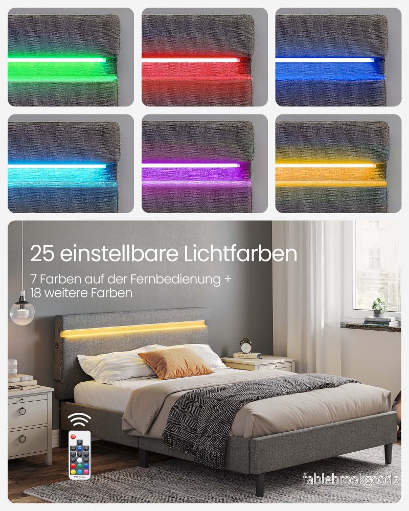 Dubbelsäng i metall med LED-belysning mörkgrå - Bild 3