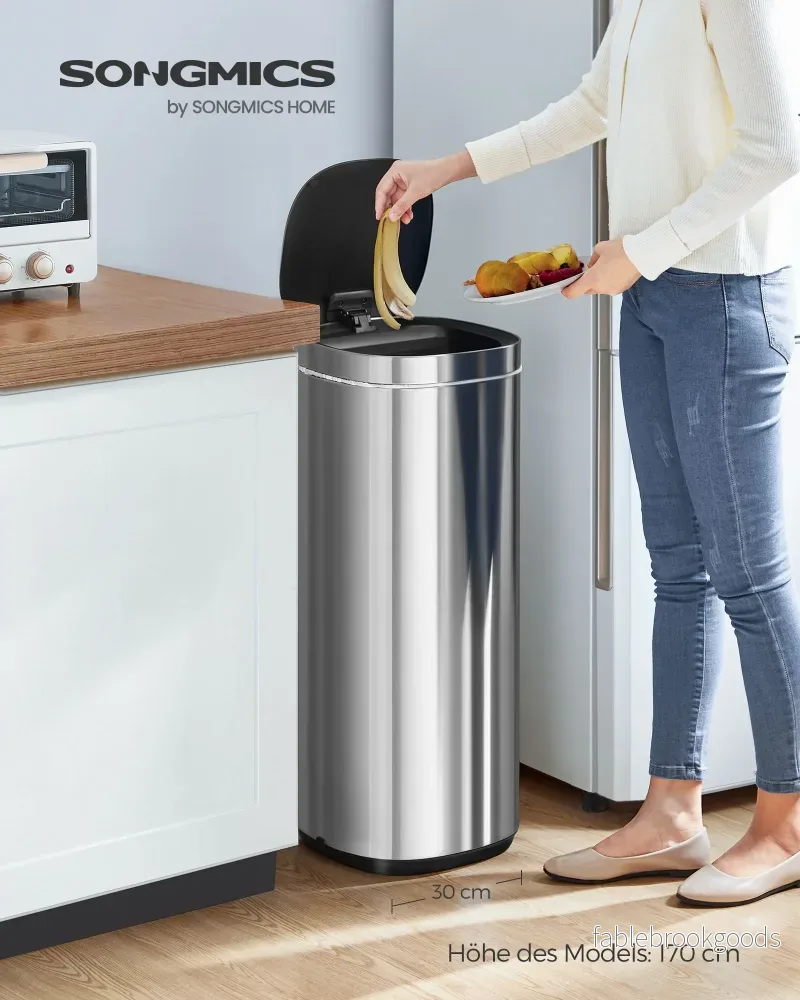 Soptunna med rörelsesensor 50 L silver - Bild 2