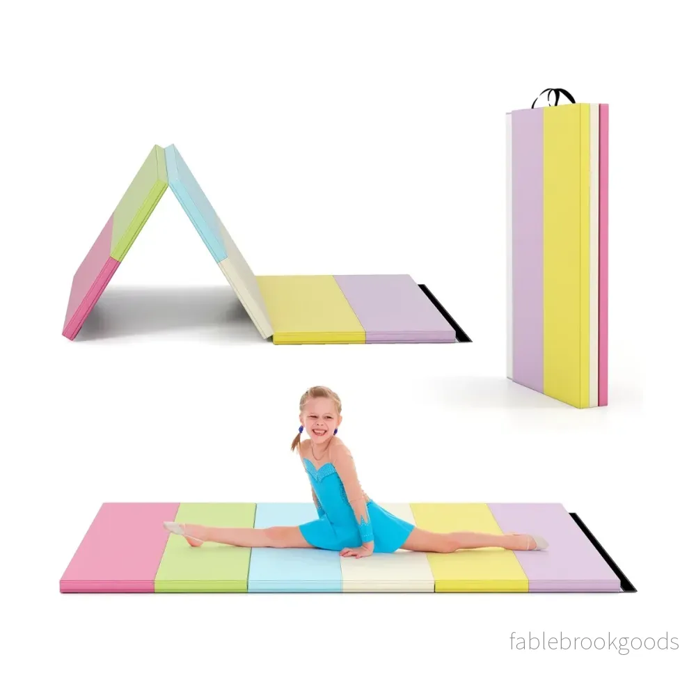 Ihopfällbar – Turnmatta av PU med Bärhandtag Mjukgolvmatta Gymnastikmatta Sportmatta – 180 x 120 cm – Flerfärgad