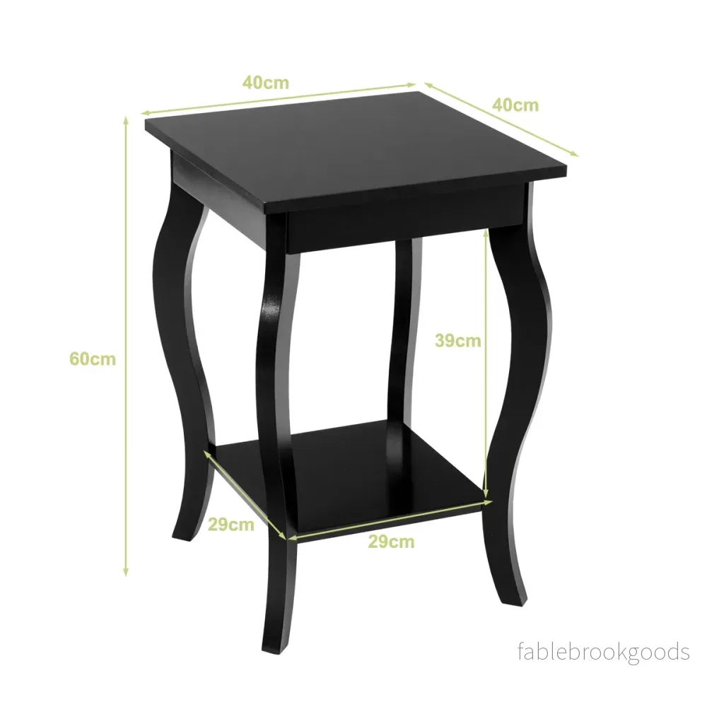 Set – med sidobord böjda ben och vånings sängbord hylla – 2 2 – Svart - Bild 2