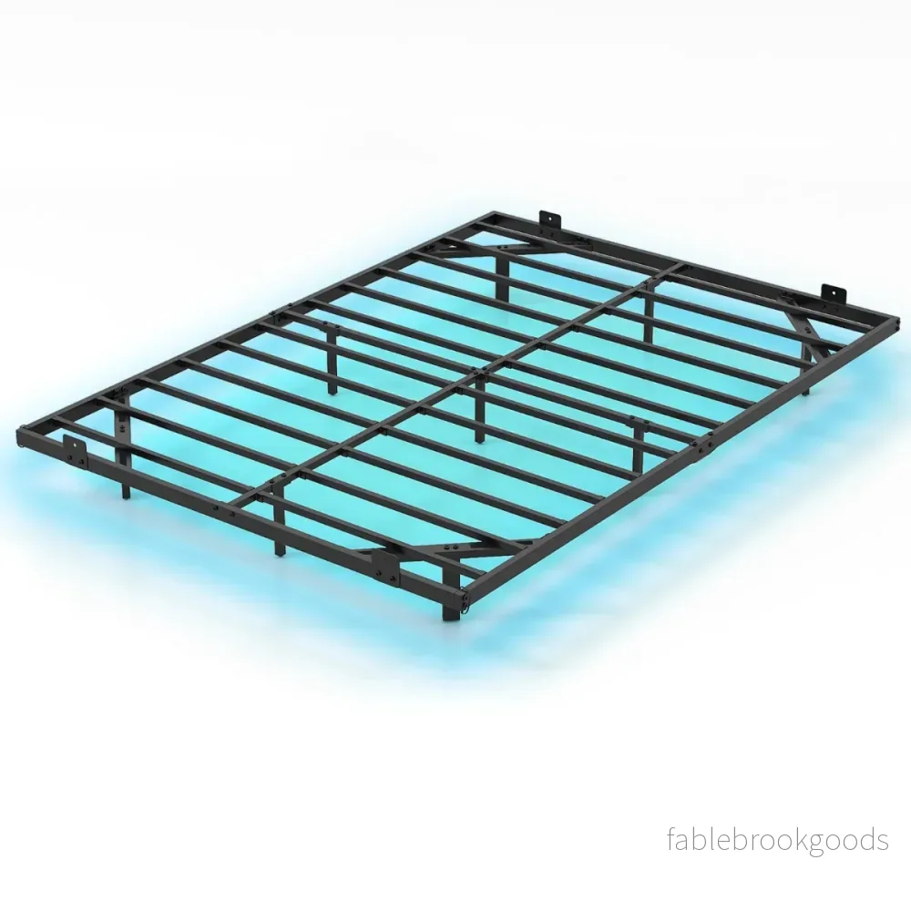 Dubbelsäng – Svängsängsställning med LED Belysning Modern Sängställning av Metall – 140 x 200 cm – Svart