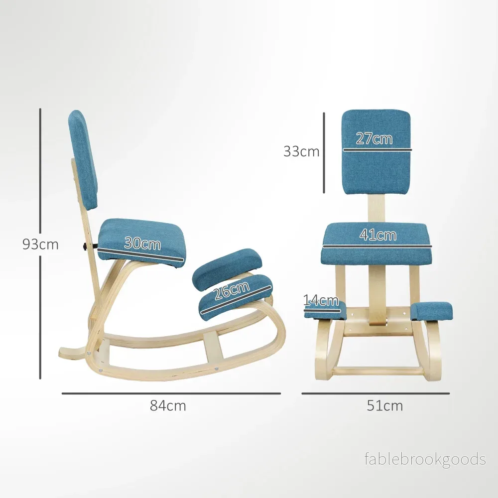 Ergonomisk knäböjd stol, mörkblå, björkträram - Bild 3