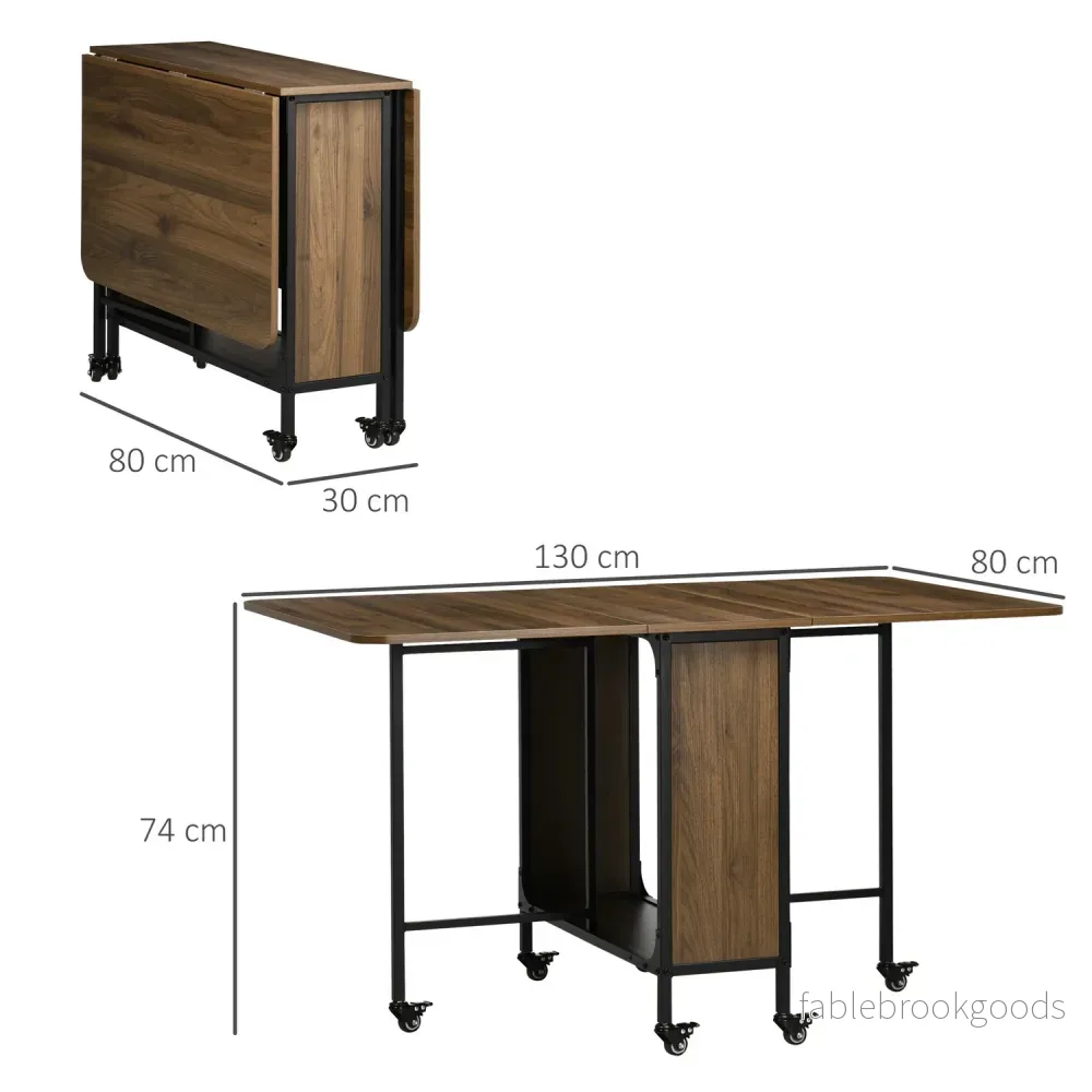 Hopfällbart matbord för 6, Kompakt & Mobilt, Ljusbrunt - Bild 3