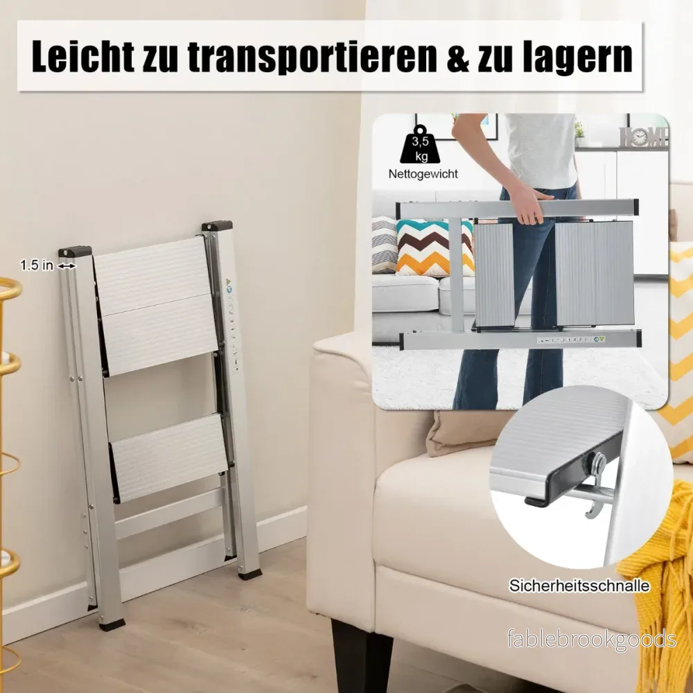Trappstege – stegs fällbar aluminiumstege upp till – 2 150 kg – Silver - Bild 2