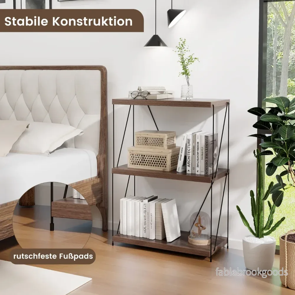 vånings – stående hylla med metallram Industriell Förvaringsställ – 3 60 x 29,5 x 85,5 cm – Brun - Bild 3