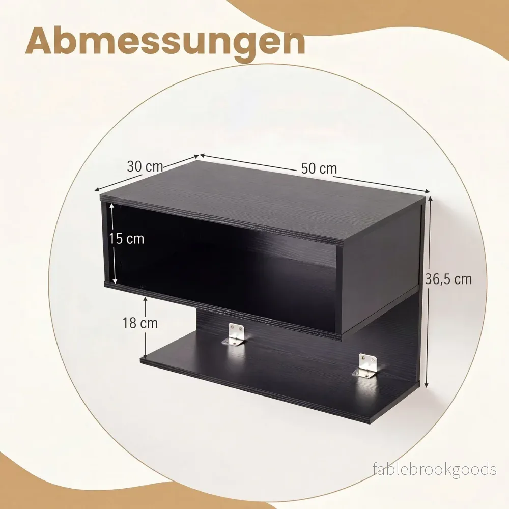 2‑pack – väggmonterat nattbord, hängande nattskåp i trä med öppna fack – 2 - Bild 2