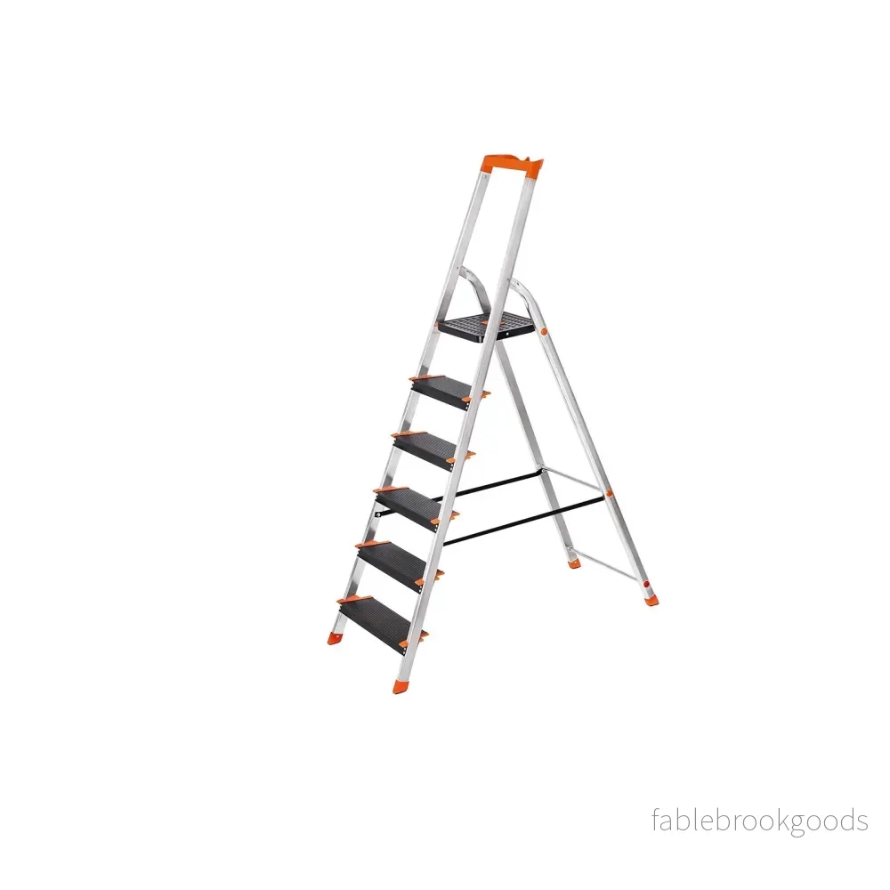 Fällbar stege – Lätt och stabil – Silver-svart-orange Fällbar stege – Lätt och stabil – Silver-svart-orange