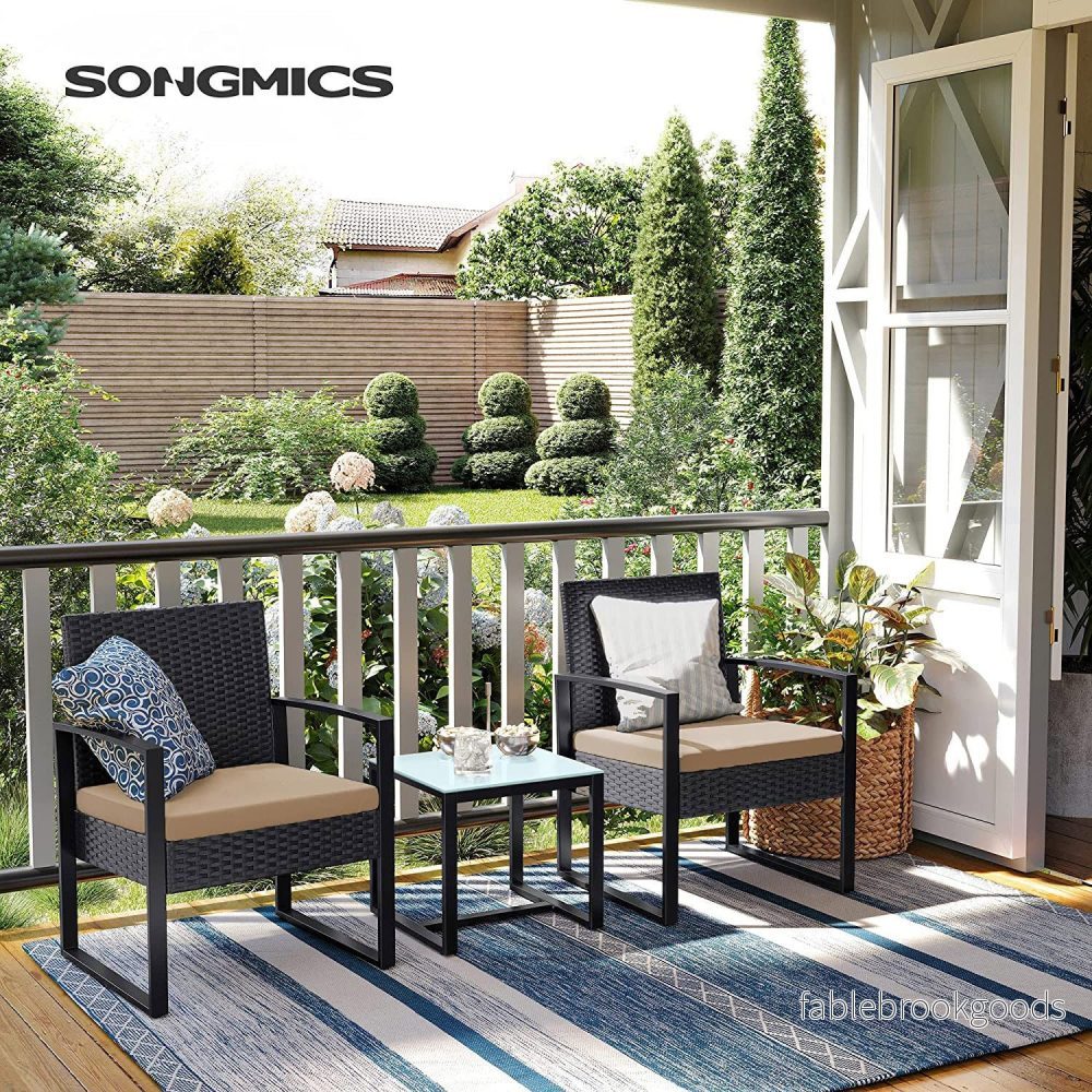 Tuinmeubelset - 3-Delig - Polyrattan - Tafel en 2 Stoelen - Met Kussens - Bild 2